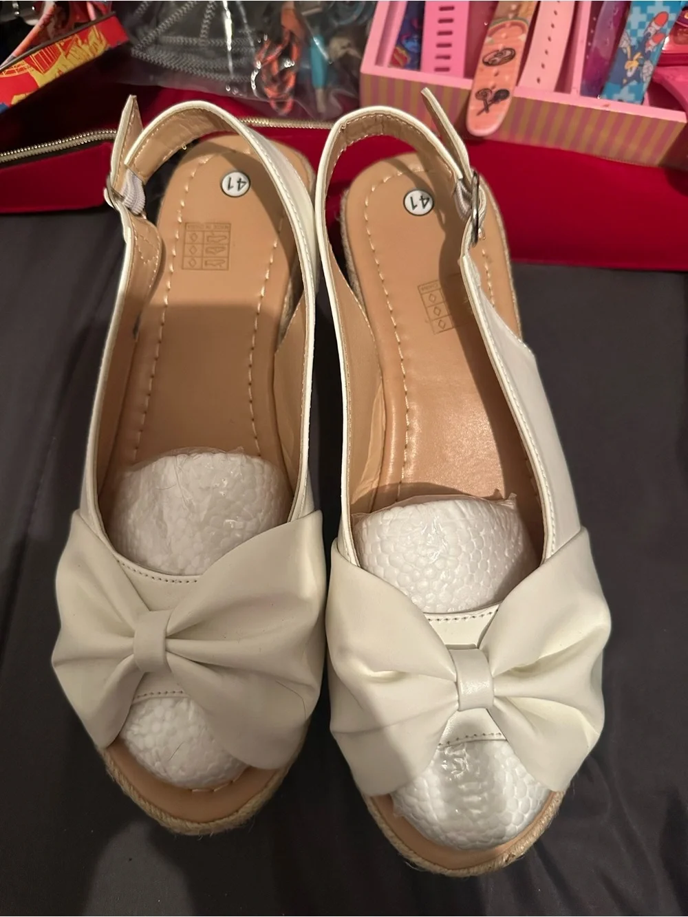 Women's Cream Bow Slingback Espadrille Flats